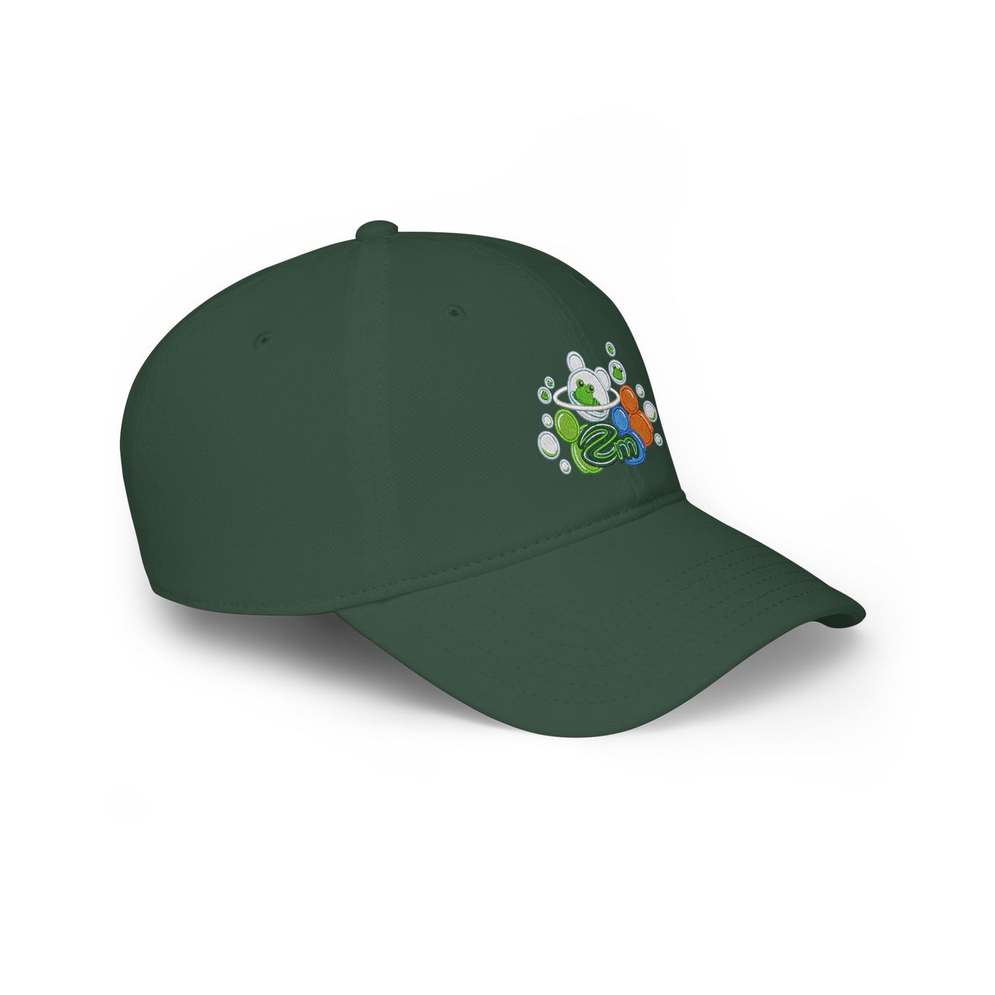 Low Profile Baseball Cap — Abstract Green Eco Bubble Design