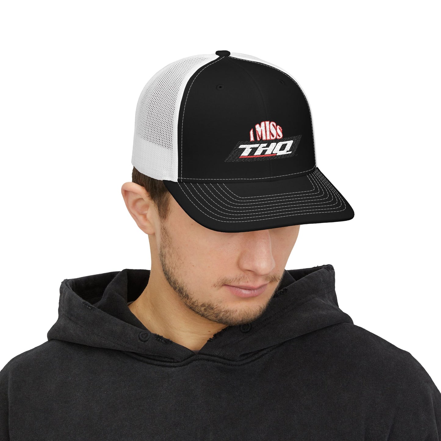 I Miss Thq Snapback Trucker Cap – Retro Racing Logo Hat