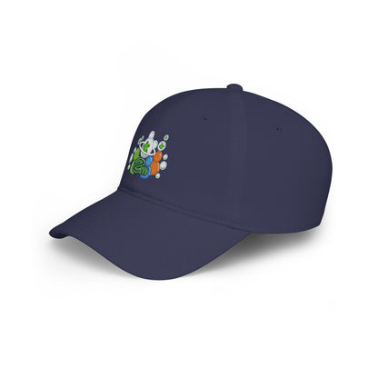 Low Profile Baseball Cap — Abstract Green Eco Bubble Design