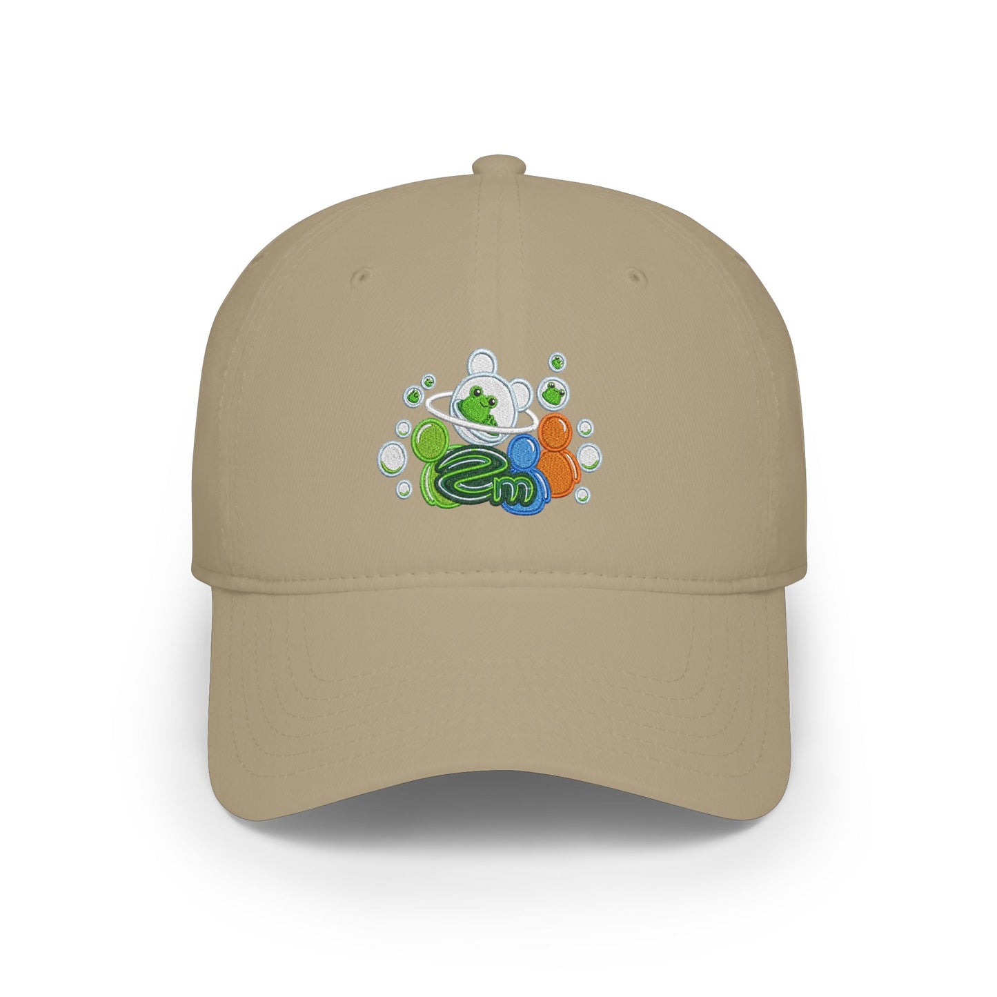 Low Profile Baseball Cap — Abstract Green Eco Bubble Design