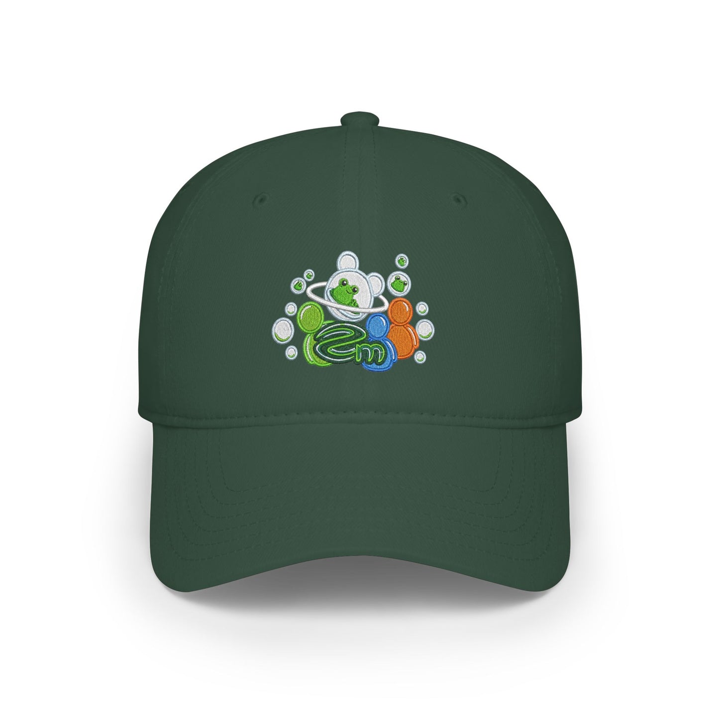 Low Profile Baseball Cap — Abstract Green Eco Bubble Design