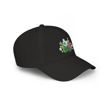 Low Profile Baseball Cap — Abstract Green Eco Bubble Design