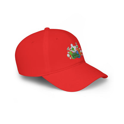 Low Profile Baseball Cap — Abstract Green Eco Bubble Design